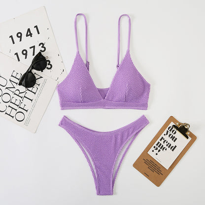Bikini brasileño sexy con estampado de ondas divididas para mujer