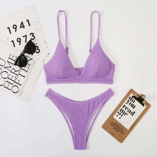 Bikini brasileño sexy con estampado de ondas divididas para mujer