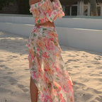 Sexy Floral Lace up Beach Skirt Set Arrival Lace Dress