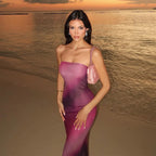 Vestido tubo sexy con estampado degradado para vacaciones en la playa, ajustado y con corte tubo