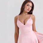 V neck Sexy Design Maxi Dress Court Dopamine Wear Strap Dress for Women XINXI