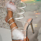 Sexy Women Super High Heel Snake Pattern Snakelike Winding Sandals Cocktail Party Super High Heel Sandals Euseen
