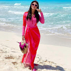 Traje de baño de una pieza estampado de manga larga para mujer, conjunto de surf