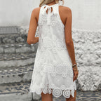 Summer Women Sleeveless Halter White Doll Dress Jeme