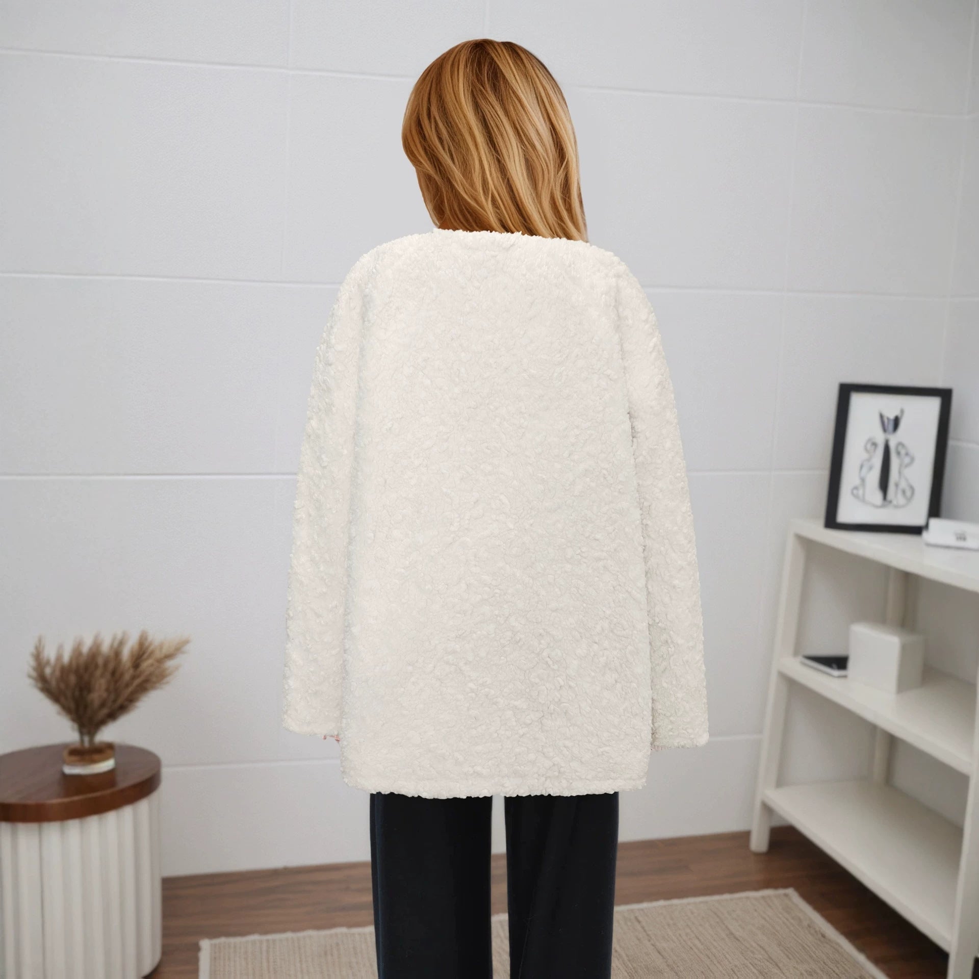 Fashionable Lamb Wool Thickened Coat Women Winter Mid Length Trendy Double Bag Baggy Coat Rogan