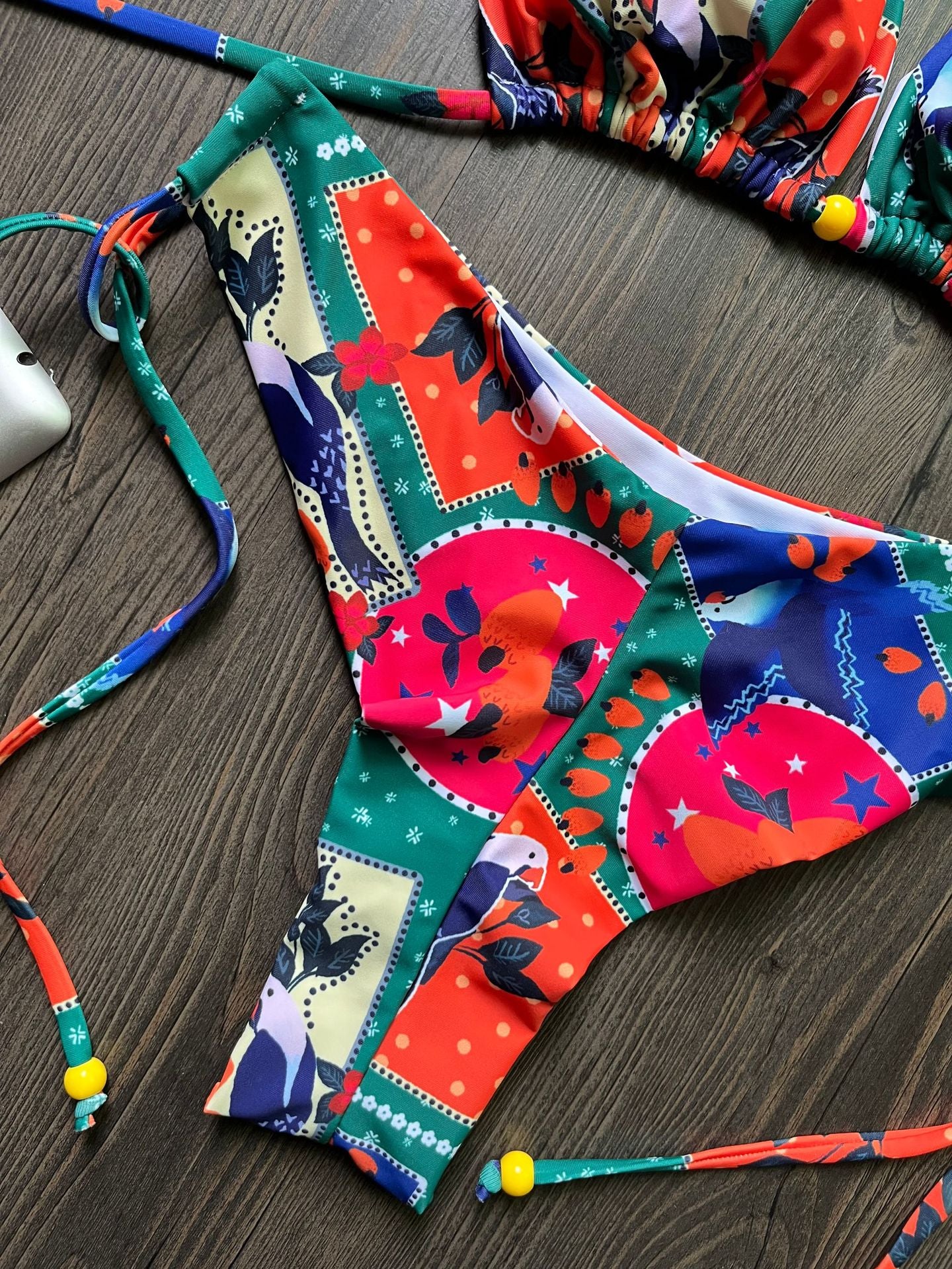 Traje de baño de dos piezas con nudo dividido y estampado digital, bikini sexy para mujer