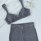 Ladies Split Plaid Printed Tied High Waist Shorts Bikini Swimsuit Bikini YatHin