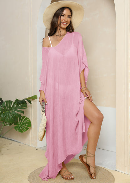 Women Dress Women Clothing Solid Color Loose Blouse Beach Vacation Split Mop Dress