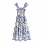 Women Hollow Out Cutout Embroidered Strap Dress HANDINHAND