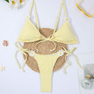 Fresh Yellow Plaid Daisy Split Bikini Swimsuit CSC