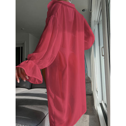 Summer Sunscreen Blouse Durable Bikini Beach Chiffon Cardigan Smock Dress
