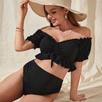Vestido de maternidad de bikini para mujer, sexy, de color sólido, de manga corta, con abertura lateral, traje de baño