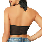 Outdoor Backless Breast Shaping Mesh Lace up Sexy Sexy Halter Wrapped Chest Tube Top Bella