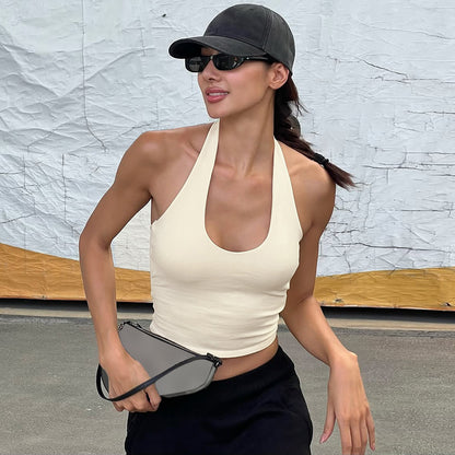 Women Clothing Summer Sexy Backless Slim Fit Outdoor All Matching Small Vest Women