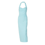 Women Clothing Summer Sexy Backless Pleated Halter Slim Fit Dress Women BULLINGER