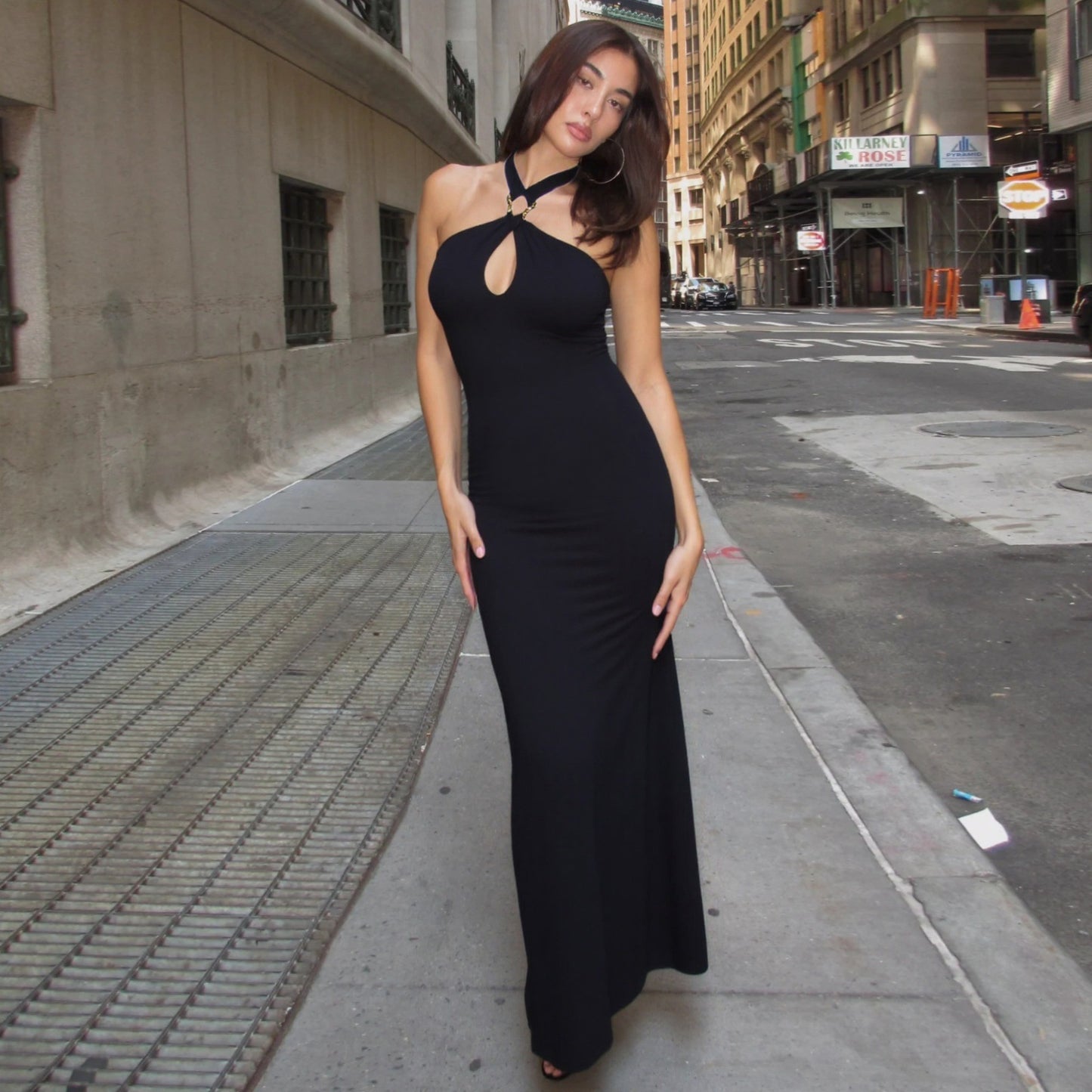 Vestido tubo ajustado de color liso con cintura alta y hombros descubiertos para mujer