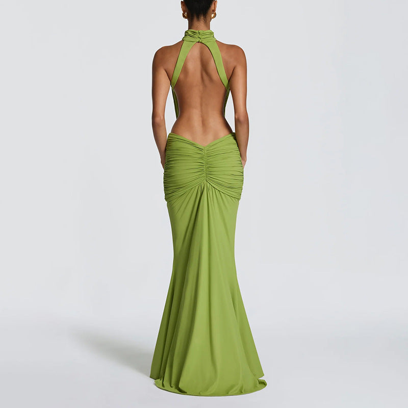 Summer High Neck Sleeveless Backless Sheath Dress for Women Ory