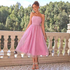 Women Summer Sleeveless Printed Elastic Waistband Pocket Short Dress PartyPart