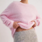 Pull à col rond automne hiver simple couleur unie pull ample décontracté
