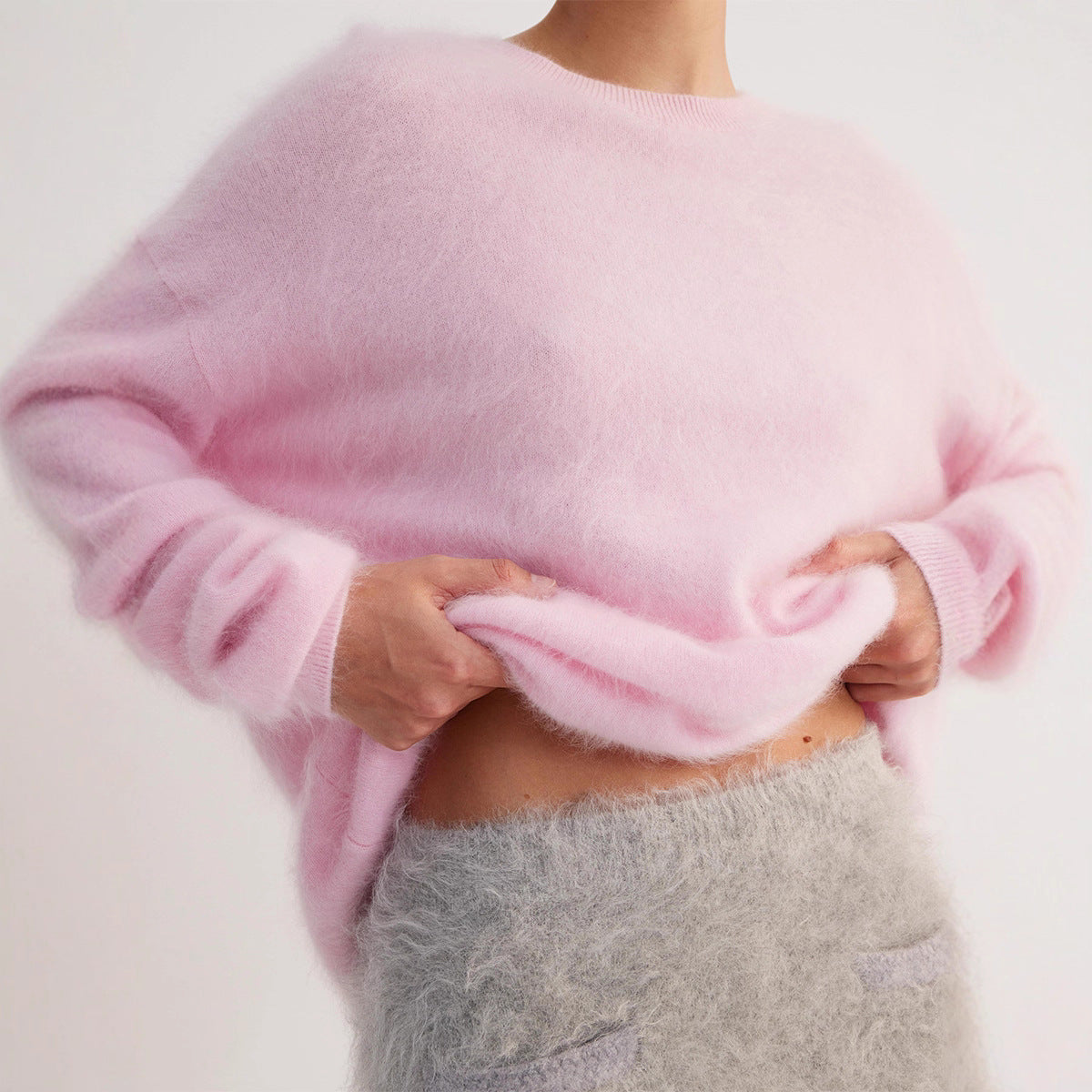 Pull à col rond automne hiver simple couleur unie pull ample décontracté