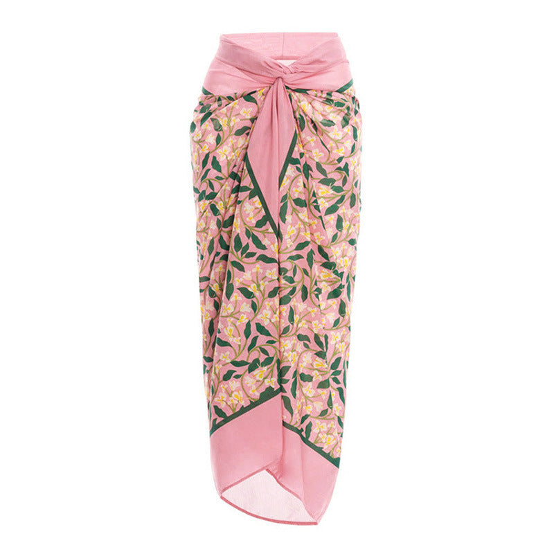 Pink Floral Wrap Skirt