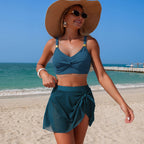 Ladies Split Swimsuit Two Piece Sets Bikini Solid Color High Waist Sexy Song