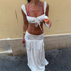 Women Solid Color Sexy Waist Beach Skirt Set Mangar