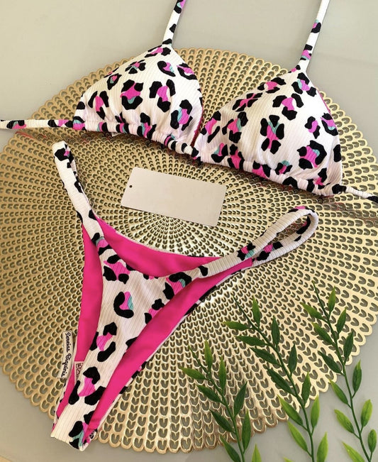 Traje de baño de bikini de tela especial con estampado para playa, sexy, para mujer