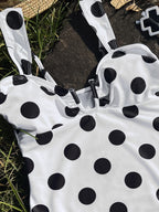 Ladies One Piece Dotted Prints U Neck One Piece Bikini Swimsuit Bikini YatHin