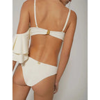 Maillot de bain rétro trois pièces à imprimé printanier