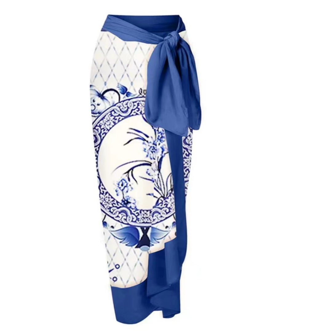 Blue and White Porcelain Hip Skirt-2