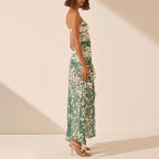 Artistic Retro Printed Tube Top Dress Dignified Sense of Design Pleated Long Mesh Dress Women Ory