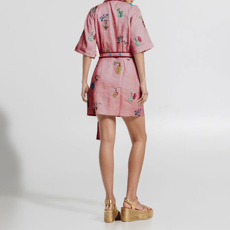 Women Clothing Casual Printing Shirt Cardigan Dress Women