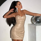 Women Clothing Solid Color Sexy Bandeau Slim Fit Waist Hip Bag Dress Women Club Wear SaturdayNight