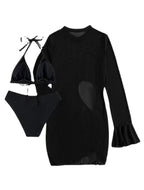 First See Clothing Bikini Three Piece Swimsuit Women Sexy Solid Color Slimming Blouse Swimsuit CHUJIAN