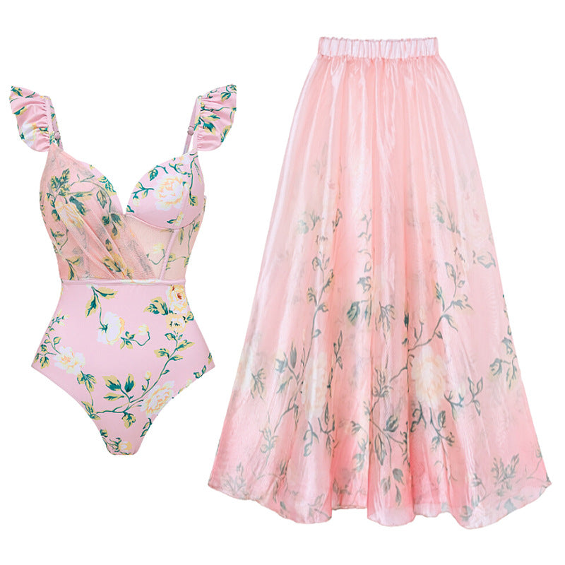 Pink One-Piece Swimsuit Set
