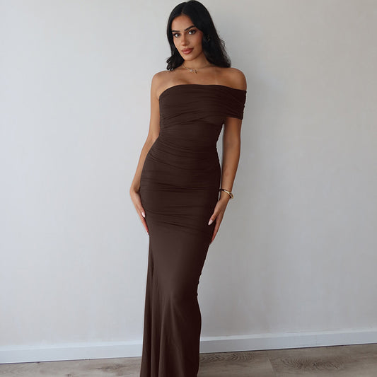 Women Clothing Summer Sexy Backless Slit Slim Dress Women
