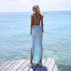 Solid Color Sexy Knitted Hollow Out Cutout Beach Cover up Bikini Swimsuit Beach Women Mangar