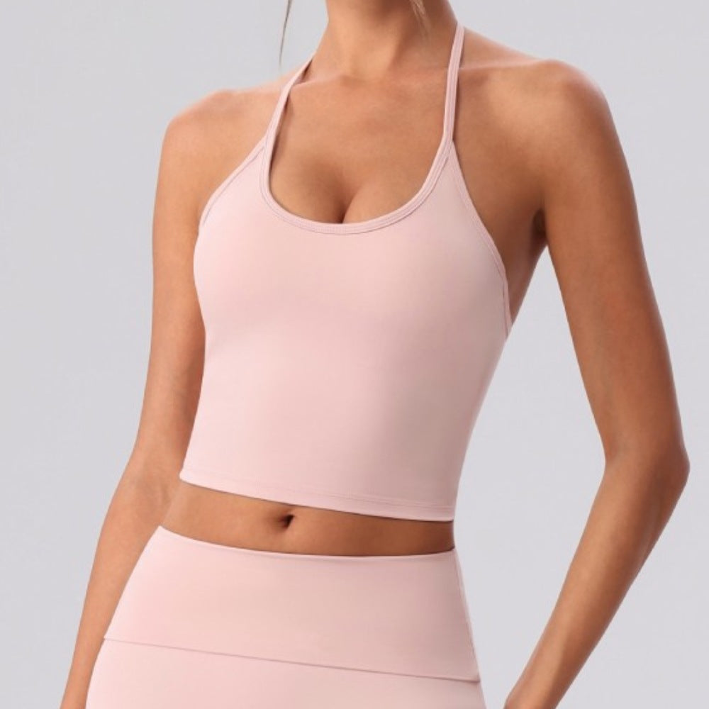 Summer Sexy Beauty Back Sling Vest with Chest Pad Wear Quick Drying Slim Fit Inner Wear Yoga Jacket (Runs Small) Yevki