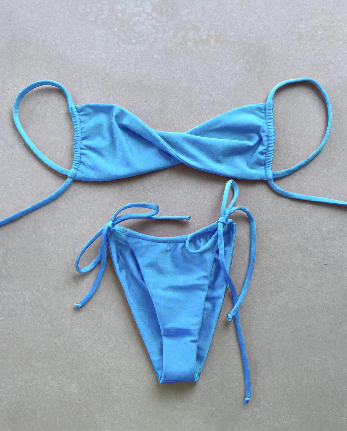 Solid Color Split Bikini Sexy Halter Sling Three Point Women Swimsuit Flash wave