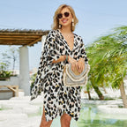Women Leopard Cardigan Summer Beach Clothing Sun Protection Clothing Kimono Cardigan SallyCover