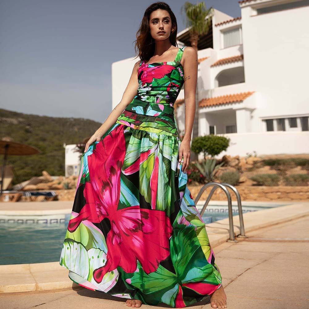 Maillot de bain une pièce imprimé papillon pour femme, ensemble jupe parapluie