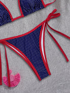 Contrast Color Printed Swimsuit Halter Strap Seaside Bikini Sexy Split Low Waist Bikini WithWind