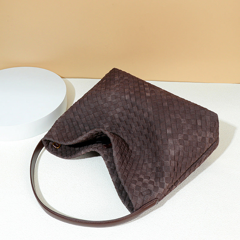 Bolso de mano tejido de alta calidad para otoño e invierno, con diseño esmerilado. 
