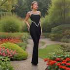 Socialite Light Luxury Dinner Dress Summer Beads Rhinestones Sling Slim Sheath Dress Women Sailfish