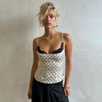 Sexy Elegant Lace Splicing Sling Women French Polka Dot Slim Fit Slimming Fashionable Sweet Spicy Top LingSharp