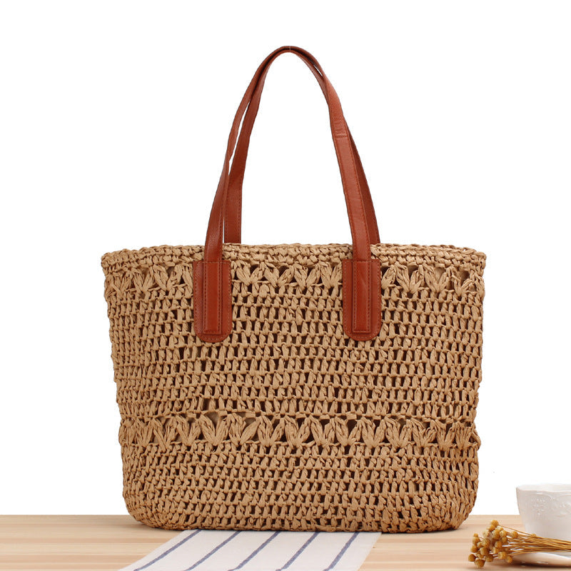 Summer Hollow Out Cutout out Woven Bag Paper String Shoulder Straw Bag Casual Beach Women Bag Rico