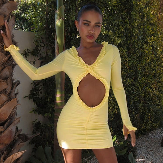 Vestido tubo de encaje con aberturas y corte de color liso para mujer, ropa de otoño