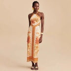 Summer White Halter Lace up Strapless Sexy Sleeveless Dress XUYUN