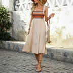 Summer Suspender A Swing Stitching National Dress HUNDRED